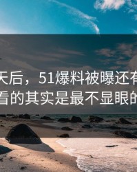 沉默几天后，51爆料被曝还有后续真正值得看的其实是最不显眼的一张图