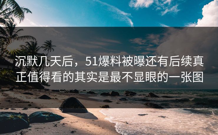 沉默几天后，51爆料被曝还有后续真正值得看的其实是最不显眼的一张图